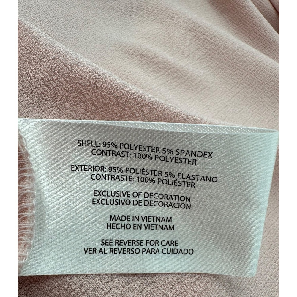 Banana Republic Blush Pink Satin Trim V-Neck Blouse Long Sleeves Women's XL - Picture 6 of 10